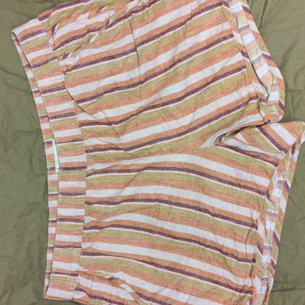 Madewell Linen Cotton PullOn Shorts Rainbow Stripe